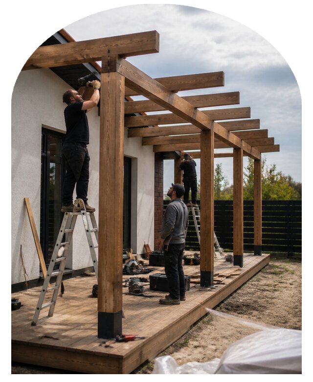 Профессиональный монтаж перголы на участке в Кандалакше
